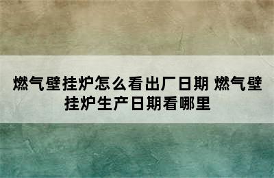 燃气壁挂炉怎么看出厂日期 燃气壁挂炉生产日期看哪里